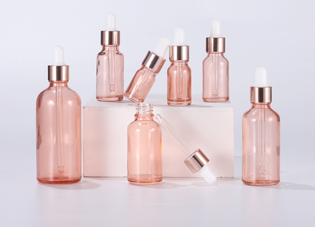 AiXin Wholesale 5ml-100ml Cosmetic Packaging Essential Oil Serum Bottles Glass Dropper Bottle Rose Gold Glass Dropper Bottle