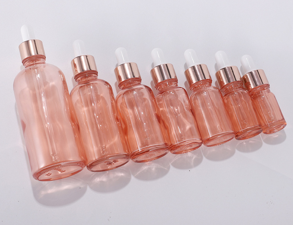 AiXin Wholesale 5ml-100ml Cosmetic Packaging Essential Oil Serum Bottles Glass Dropper Bottle Rose Gold Glass Dropper Bottle