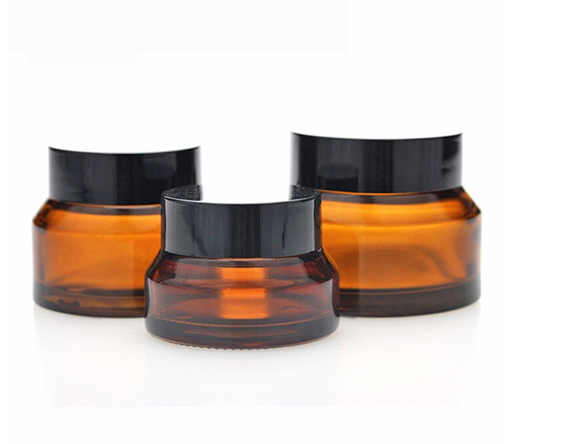 AiXin Wholesale Cosmetic Packaging Facial Amber Cream Jars 15g 30g 50g Amber Glass Face Cream Jar