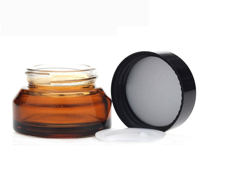 AiXin Wholesale Cosmetic Packaging Facial Amber Cream Jars 15g 30g 50g Amber Glass Face Cream Jar
