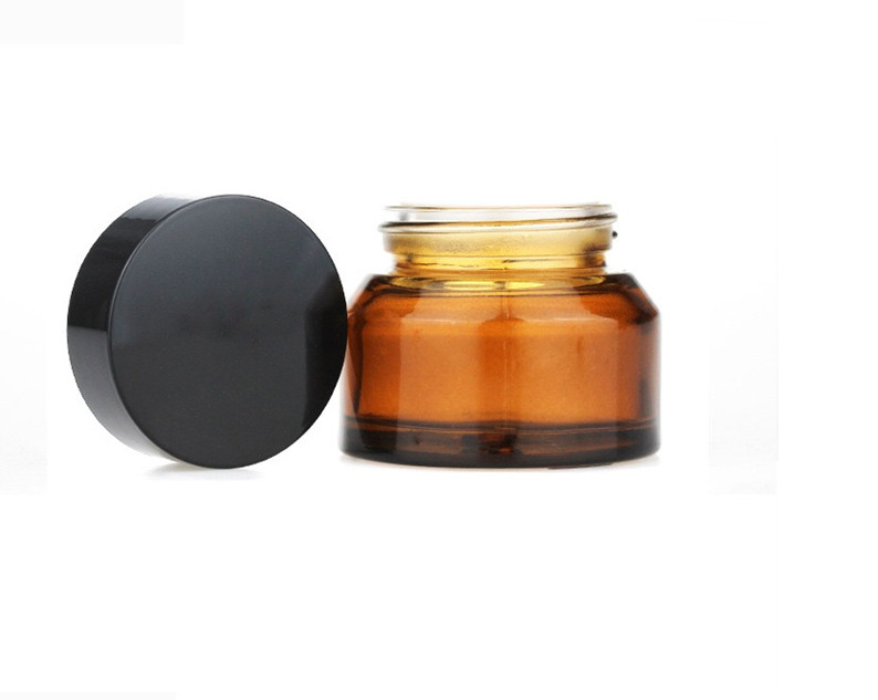 AiXin Wholesale Cosmetic Packaging Facial Amber Cream Jars 15g 30g 50g Amber Glass Face Cream Jar