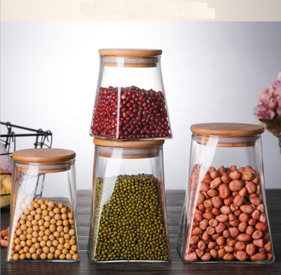 Air Tight Glass Jar With Wooden Cover Food Moisture-proof GlassJar High Borosilicate Glass Jar