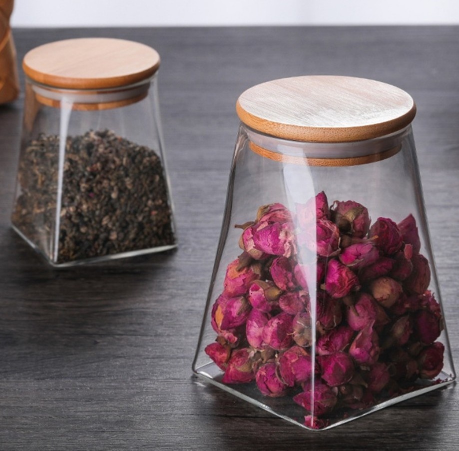 Air Tight Glass Jar With Wooden Cover Food Moisture-proof GlassJar High Borosilicate Glass Jar