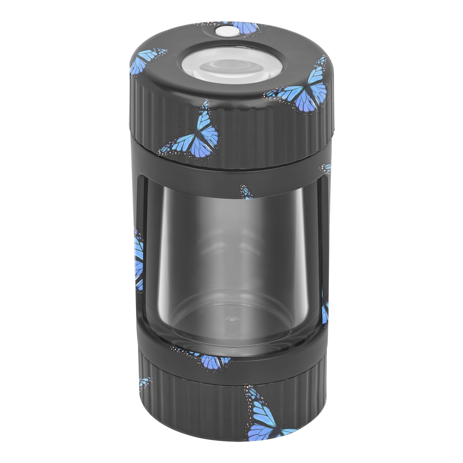 Air Tight Glass Weed Storage Magnifying Stash Jar Viewing Herb Container Pill Box Bottle with LED Light and USB Charger