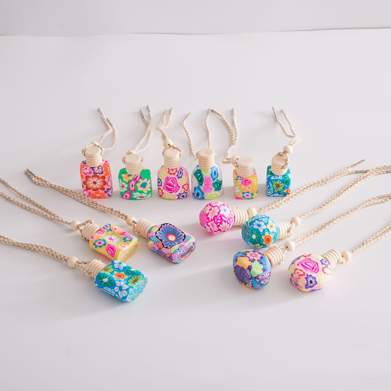 Air freshener Perfume Bottle Car Pendant Empty Creative Soft Ceramic Bottle Essential Oil Diffuser