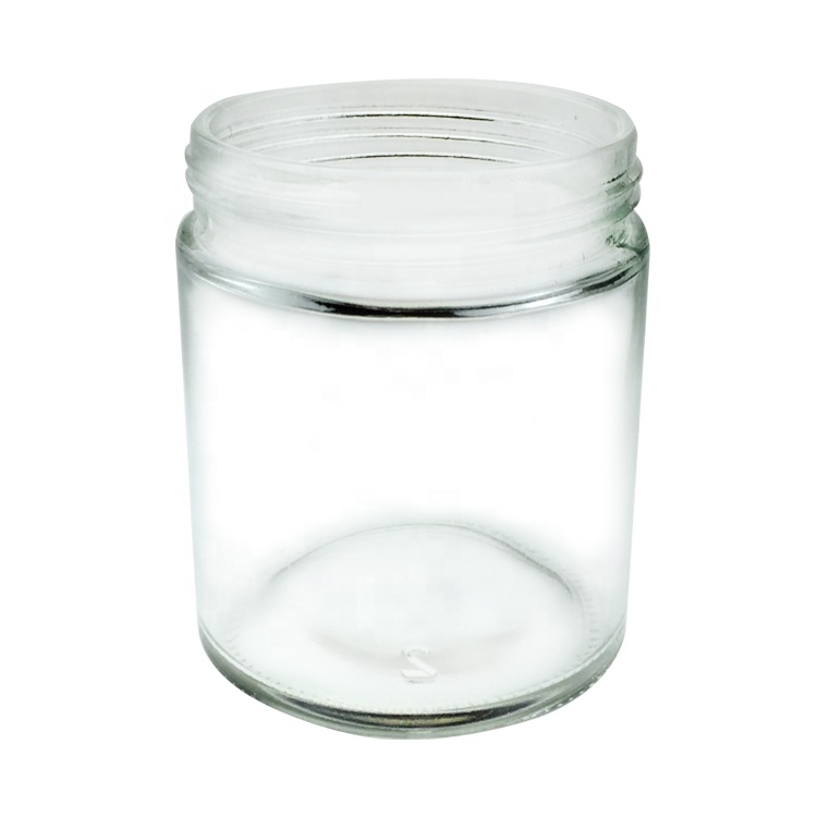 Air tight 8OZ Clear Straight Side Glass Candy Jar with Black Lid