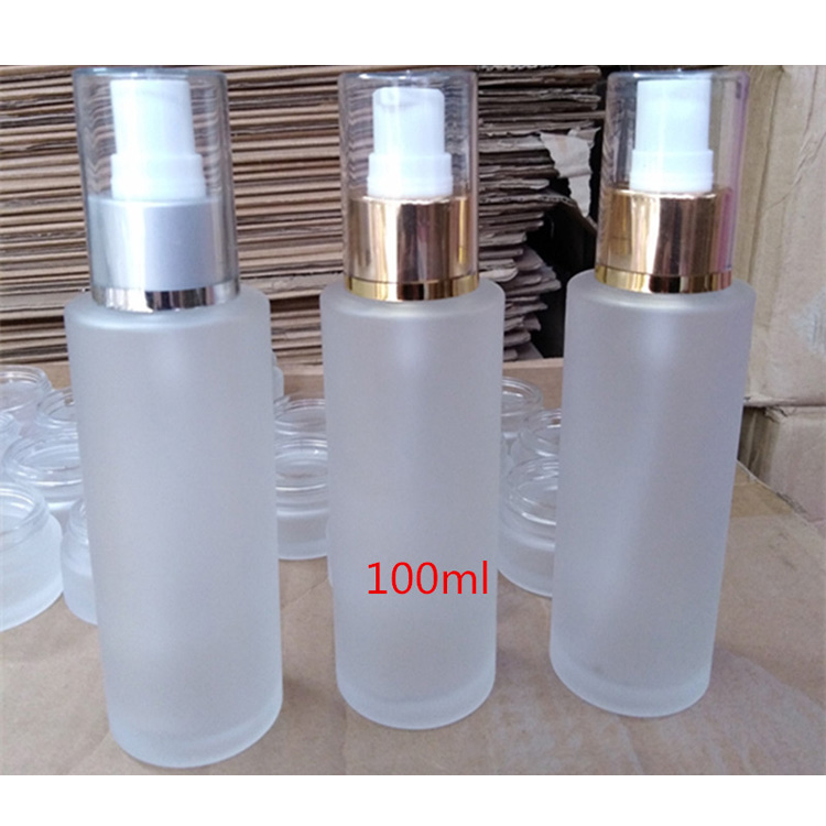 Airless Pump Bottle 30 Ml 40 Ml Refill Lotion Cream Frosted Glass Bottle Set For Cosmetic