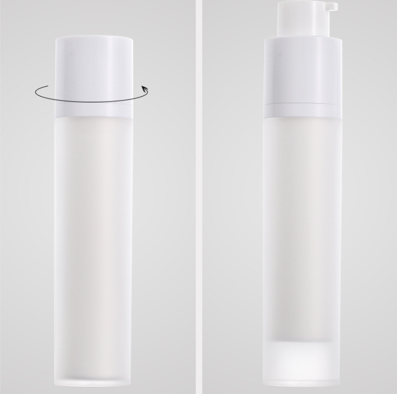 Airless Pump Bottles Refillable 10ml PP White Frosted Glass Double Wall Airless Vacuum Pump Bottle 30ml 50ml Airless Pump Bottle
