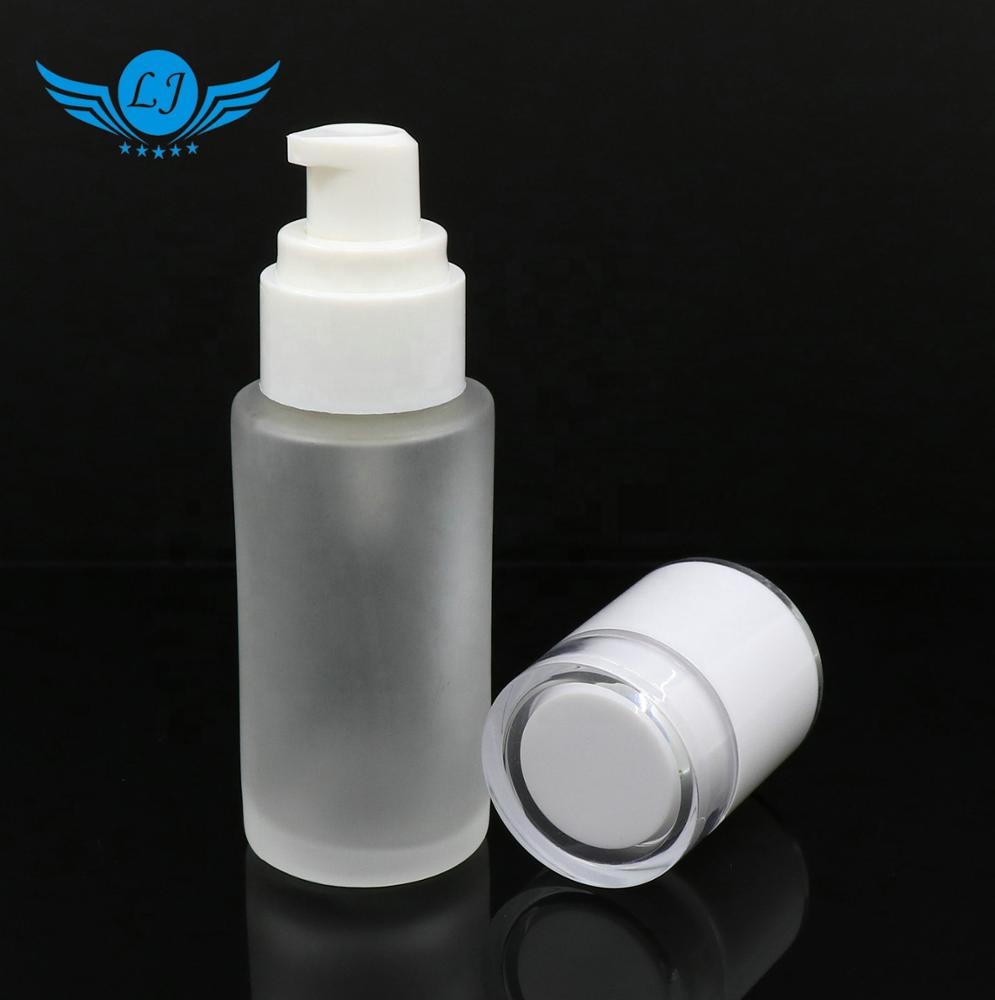 Airless Refillable Frosted Empty cream Pump Lotion containers Serum Treatment Bottles 50ml for cosmetic packaging
