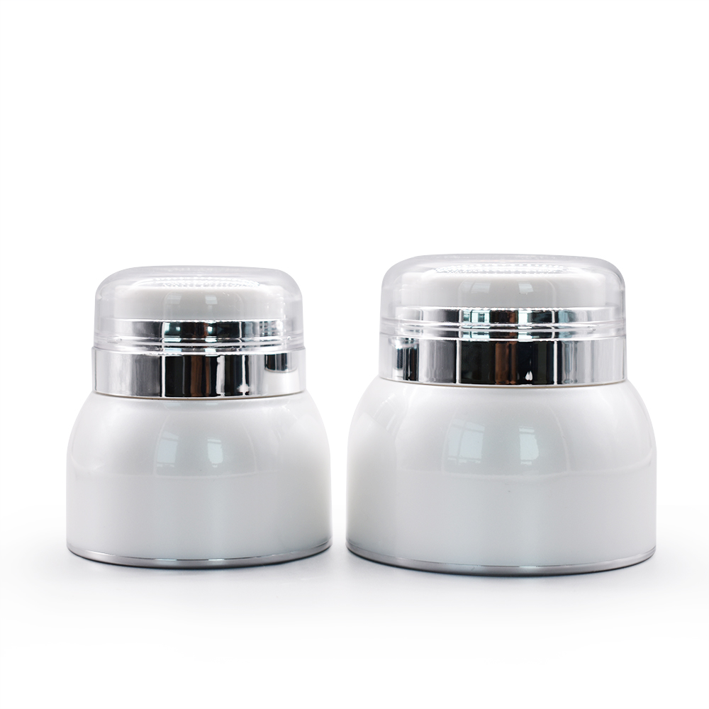 Airless cosmetic jar 30g 50g white acrylic container 1oz face cream use