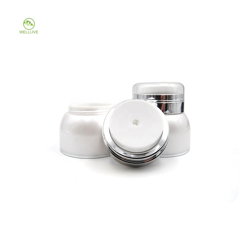 Airless jar acrylic empty container 30g 50g pearl white airtight plastic pump jar for cream