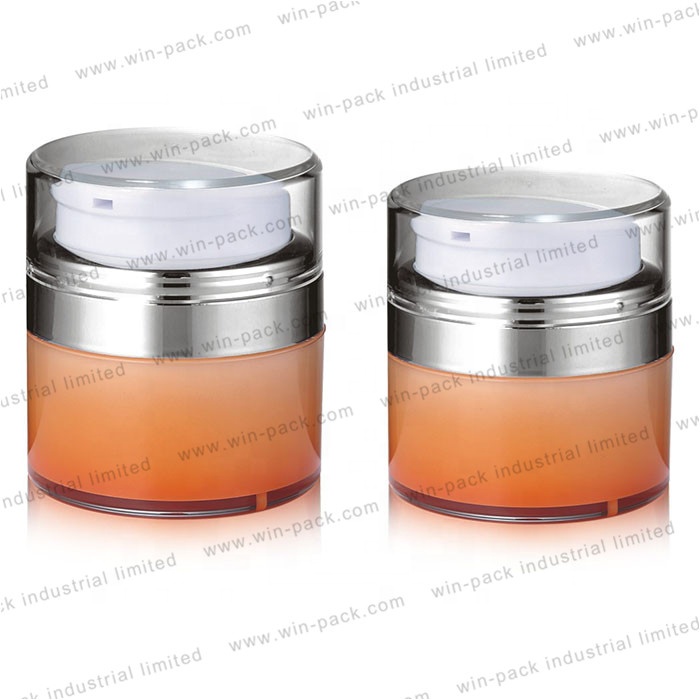 Airless jar factory price clear custom skin care cream airless plastic  jar wholesale 15g 30g gradient orange color