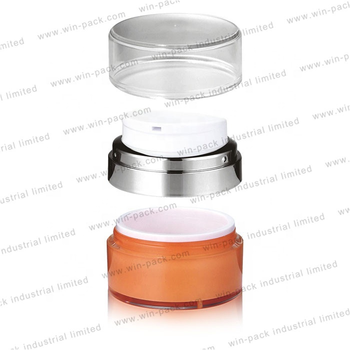 Airless jar factory price clear custom skin care cream airless plastic jar wholesale 15g 30g gradient orange color