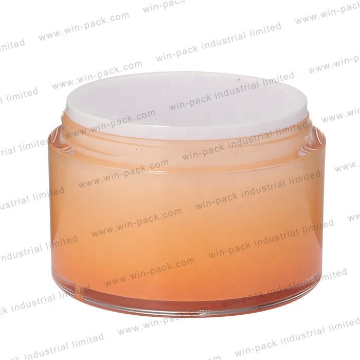 Airless jar factory price clear custom skin care cream airless plastic jar wholesale 15g 30g gradient orange color