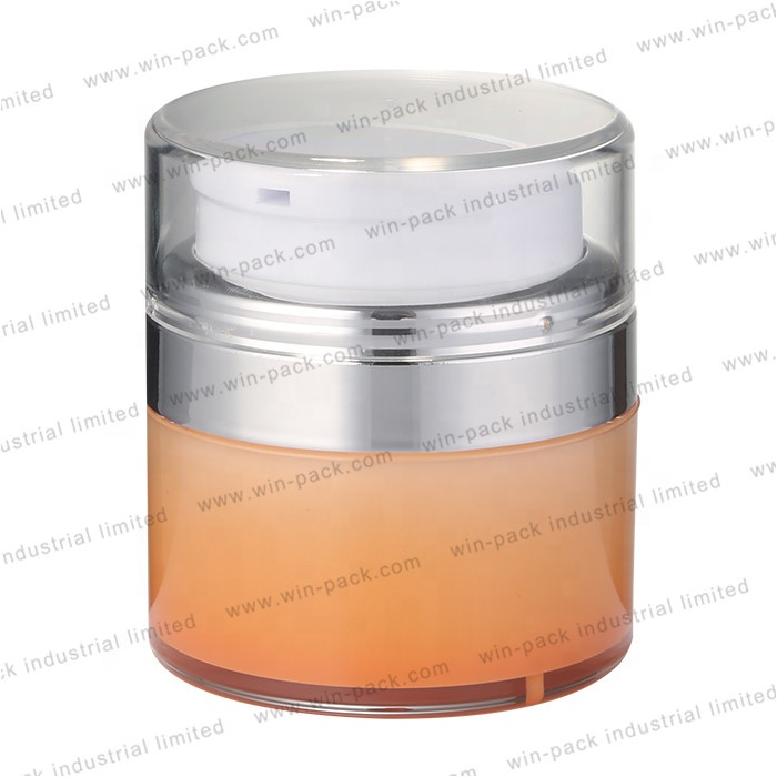 Airless jar factory price clear custom skin care cream airless plastic jar wholesale 15g 30g gradient orange color
