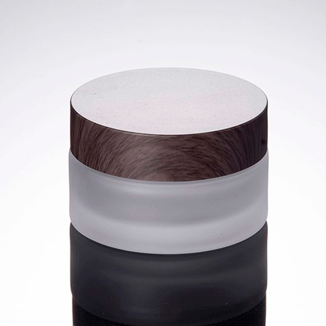 Airless wooden caps jar borosilicate glass luxury wooden top