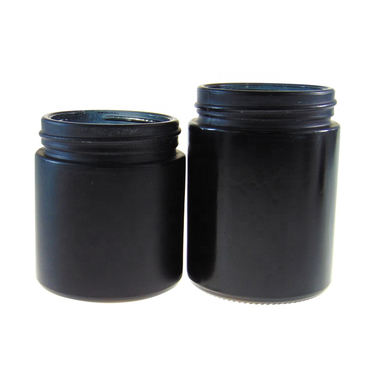 Airtight 110ml Frascos de Vidrio Black Round Glass Jar with Metal Lid