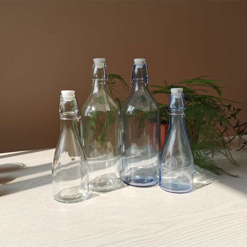 Airtight 16 oz Swing Top Clip Top Glass Beer Bottle With Stoppers For Water Juice Vinegar