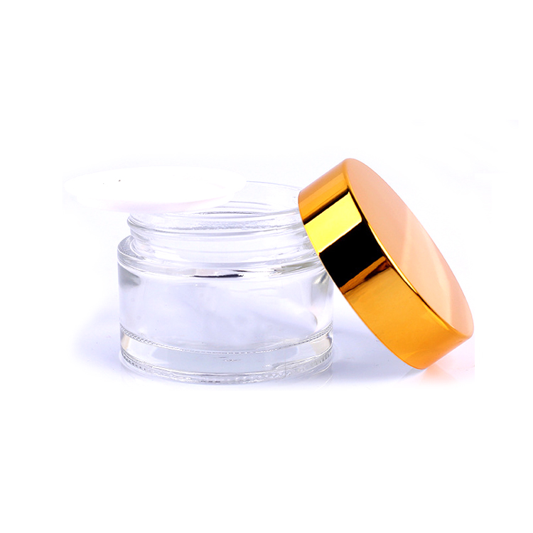 Airtight 30g 50g round clear cosmetic eye cream glass container jar with screw top lid