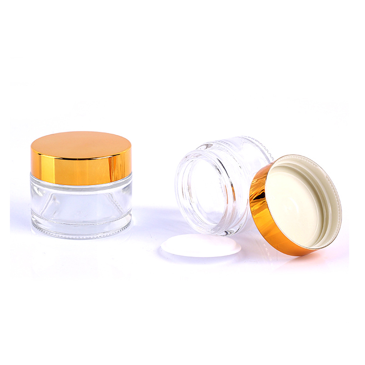Airtight 30g 50g round clear cosmetic eye cream glass container jar with screw top lid