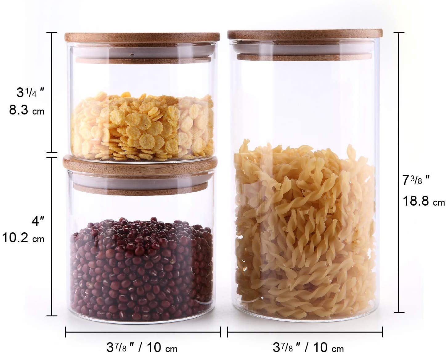 Airtight Canisters for Bulk Food Storage Set BPA Free High Borosilicate Glass Cookies Jar with Bamboo Lid