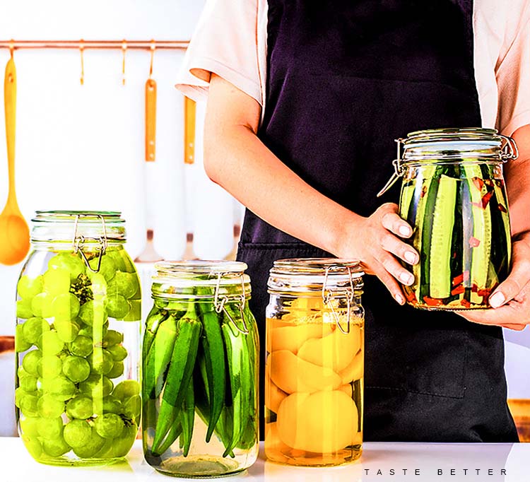 Airtight Clear Glass Jars Honey Storage Canisters With Stainless Steel Snap Joint Lids For Honey Pickles Kitchen Organization