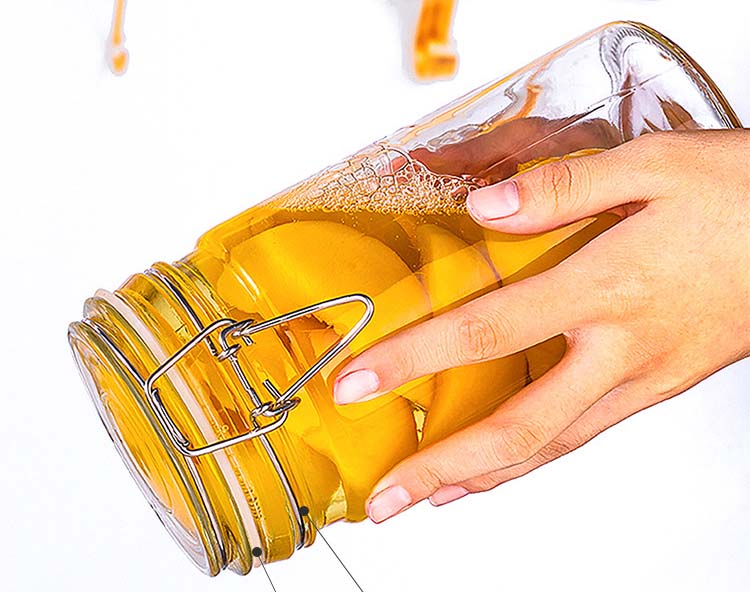 Airtight Clear Glass Jars Honey Storage Canisters With Stainless Steel Snap Joint Lids For Honey Pickles Kitchen Organization