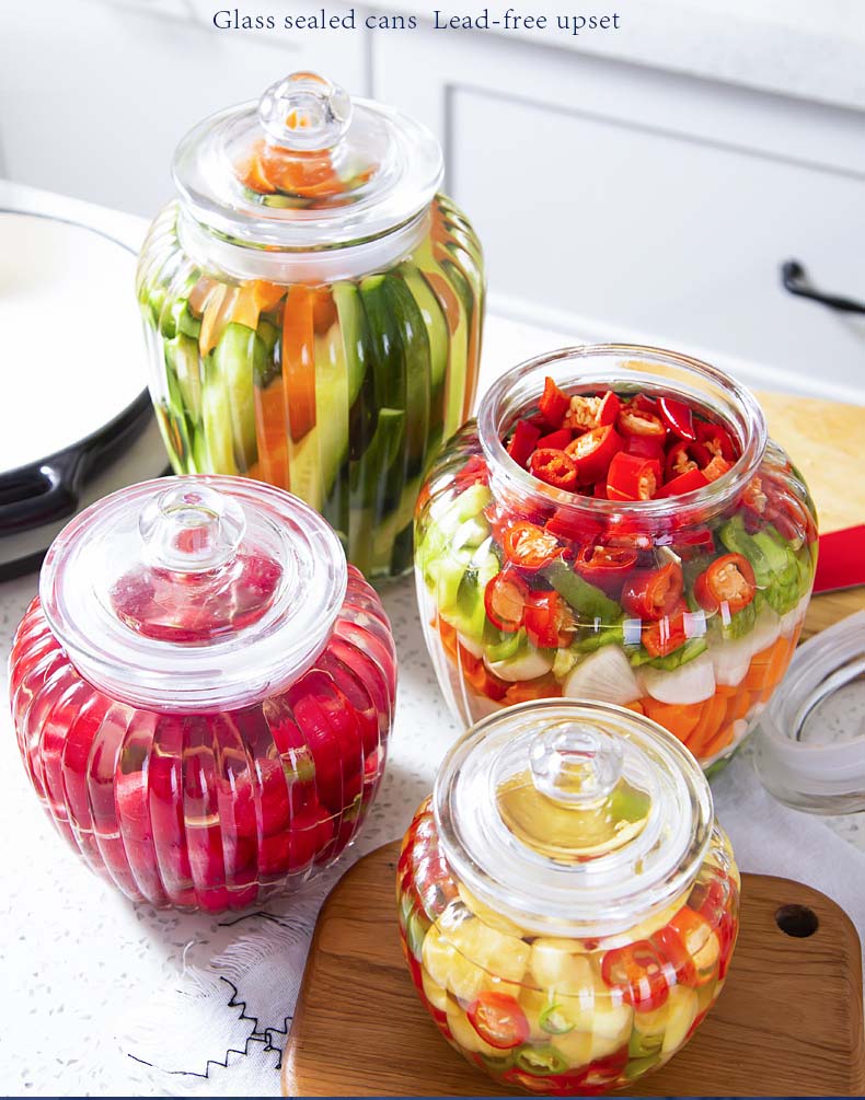 Airtight Clear Lead-Free Glass Jars With Lids Pickles Storage Canisters For Grains Cereal Jam Dried Fruit Snacks