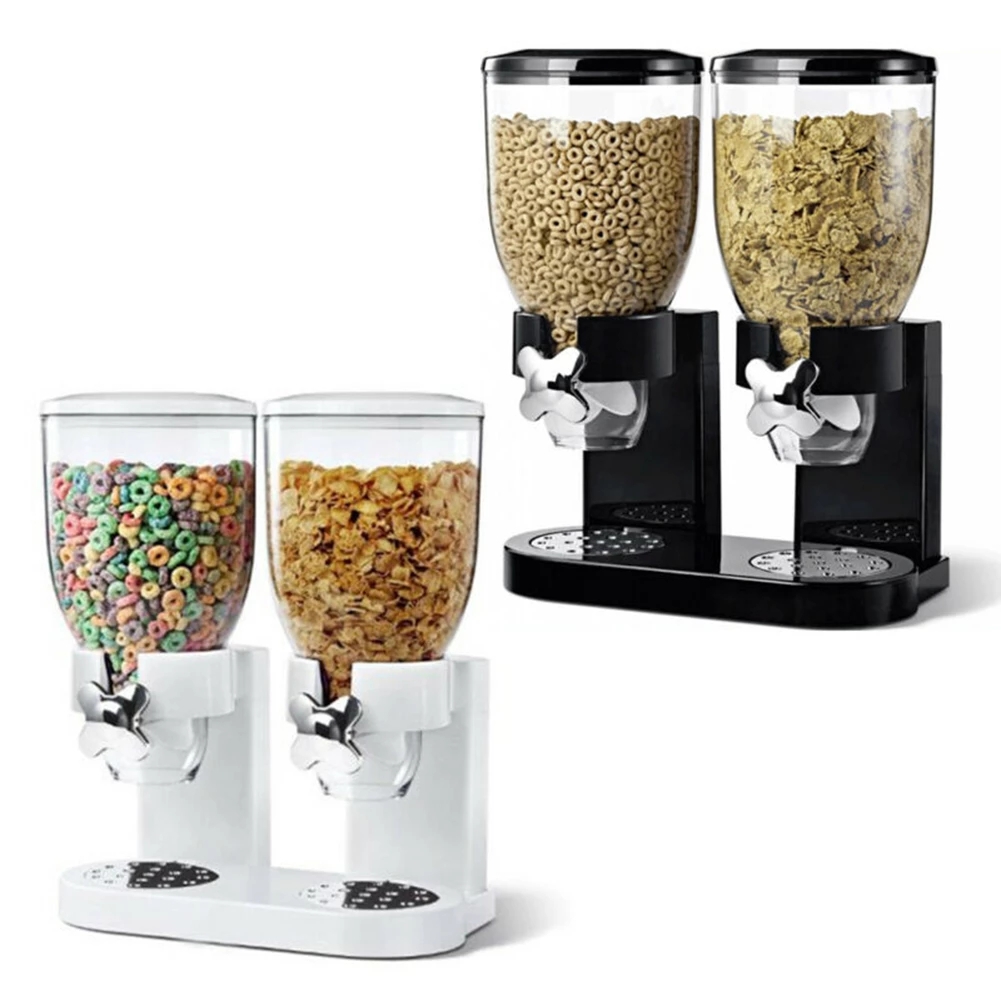 Airtight Dry Food Storage Dispensers Cereal Grain 2 Tube Oatmeal Container Bottle for Household Kitchen