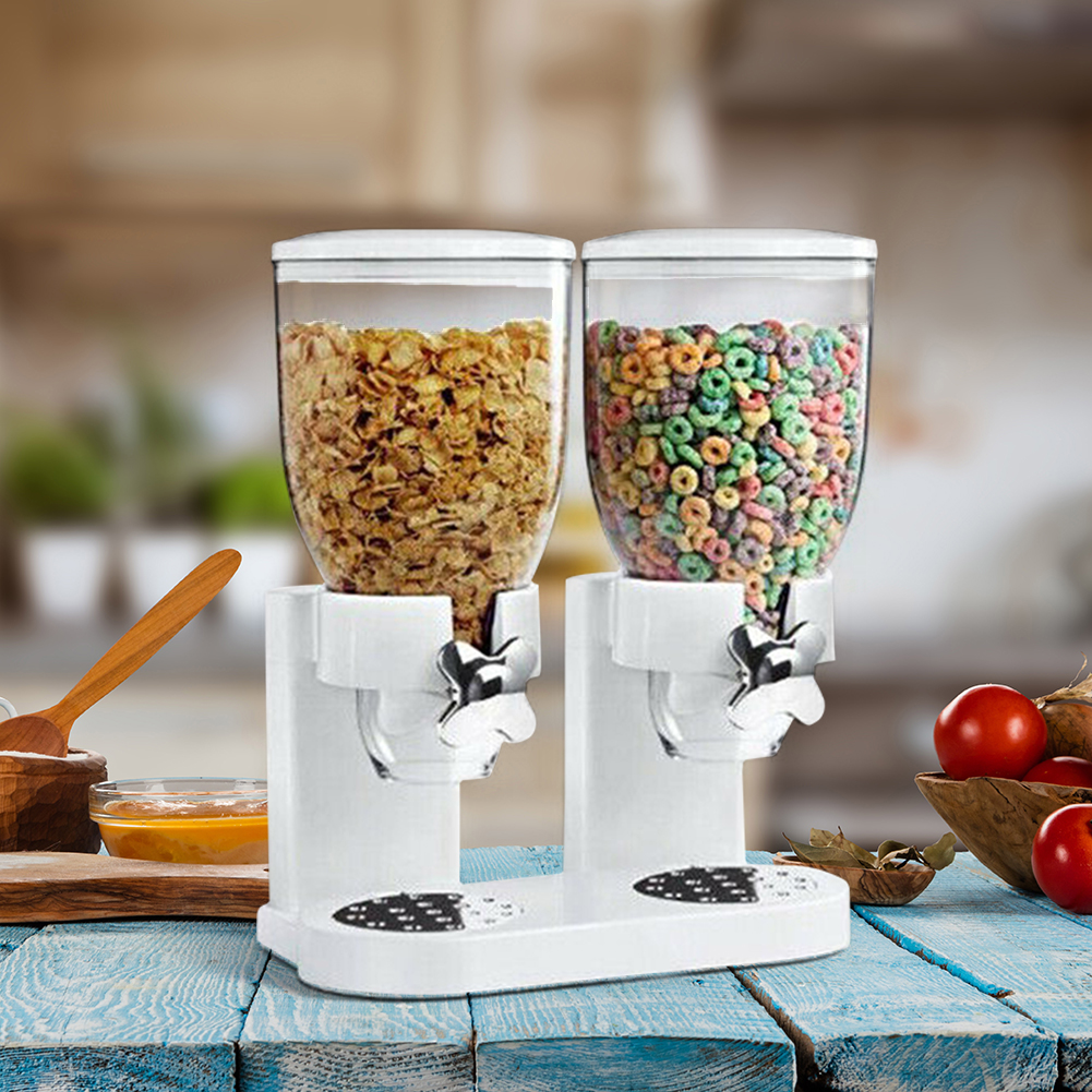 Airtight Dry Food Storage Dispensers Cereal Grain 2 Tube Oatmeal Container Bottle for Household Kitchen