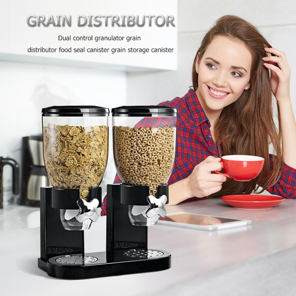 Airtight Dry Food Storage Dispensers Cereal Grain 2 Tube Oatmeal Container Box for Household Kitchen Convenient Part