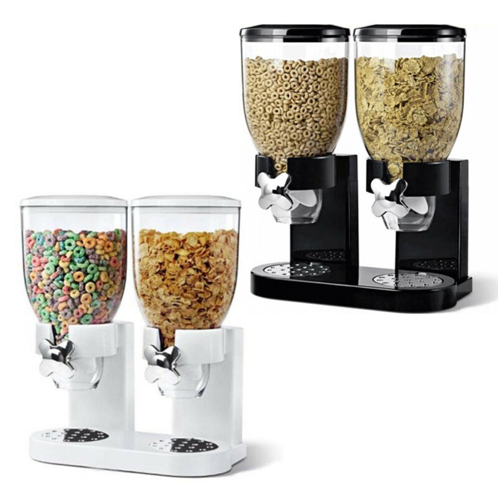 Airtight Dry Food Storage Dispensers Cereal Grain 2 Tube Oatmeal Container Box for Household Kitchen Convenient Part