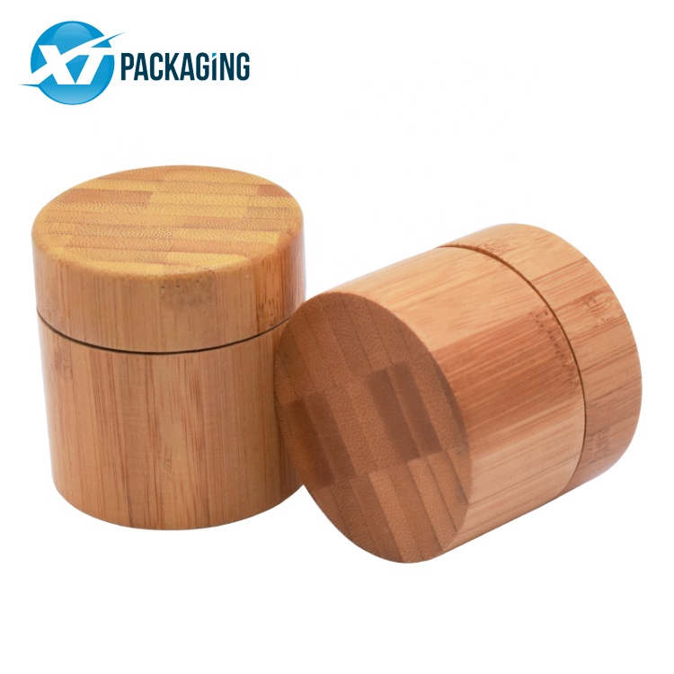 Airtight GLASS Jar Straight Sided with wooden bamboo children proof lid, jar for CBD 4oz jar with lid