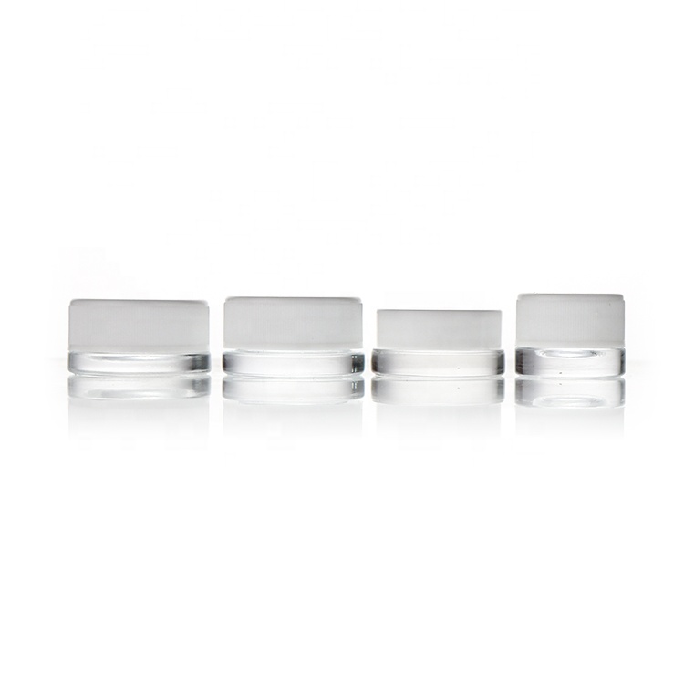 Airtight Glass Concentrate Container Cosmetics Packaging Lip Balm Containers Make-up Containers Wax Dab Jar With White Lid