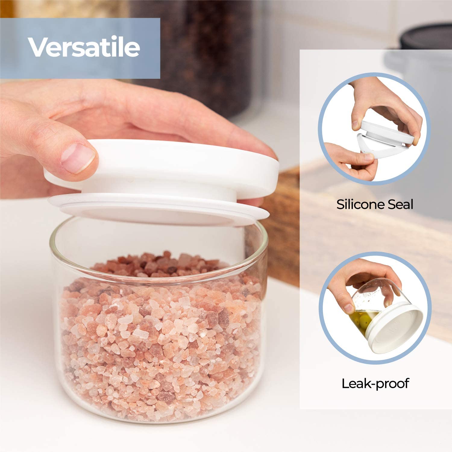 Airtight Glass Kitchen Food Storage Canisters With Lids