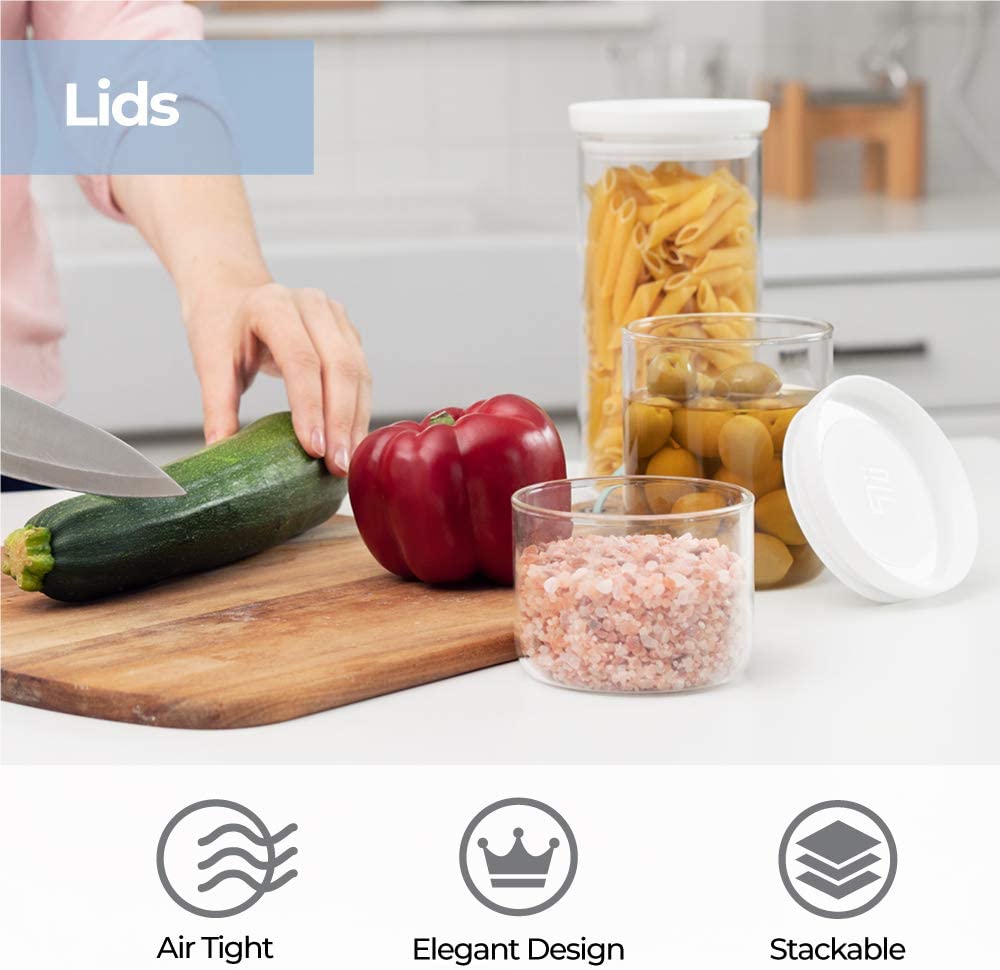 Airtight Glass Kitchen Food Storage Canisters With Lids