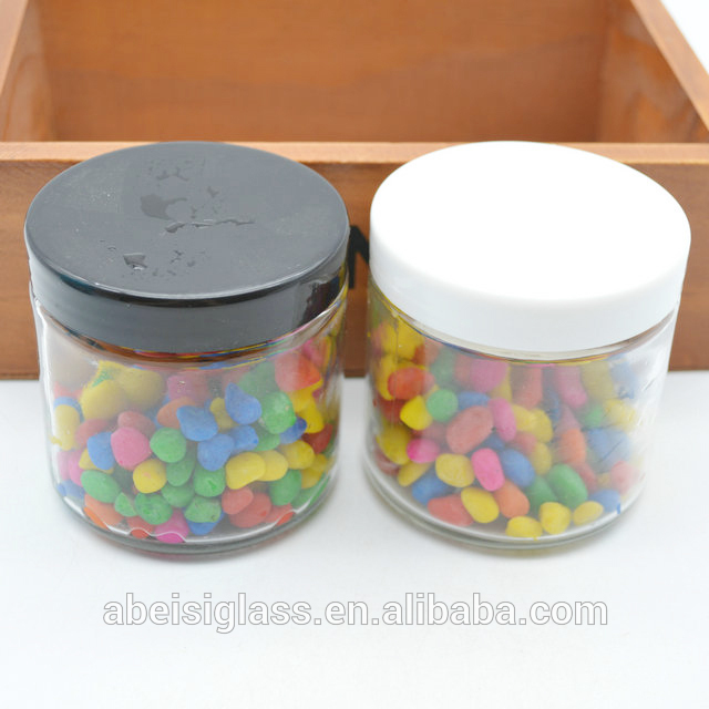 Airtight Glass Wide Mouth jar with  plastic  Lids For food storage and Candles