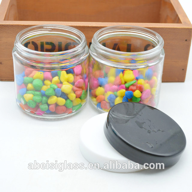Airtight Glass Wide Mouth jar with plastic Lids For food storage and Candles