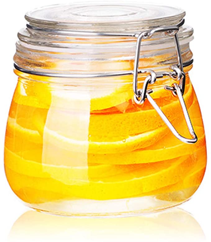 Airtight Hinged Lid Leak Proof Gasket Food Storage Canister Round Container  Glass Storage Jars