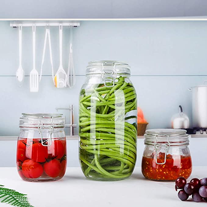 Airtight Hinged Lid Leak Proof Gasket Food Storage Canister Round Container Glass Storage Jars
