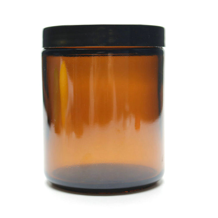 Airtight Smell Proof Amber Glass Large Straight Sided Jar - 9 oz / 270 ml