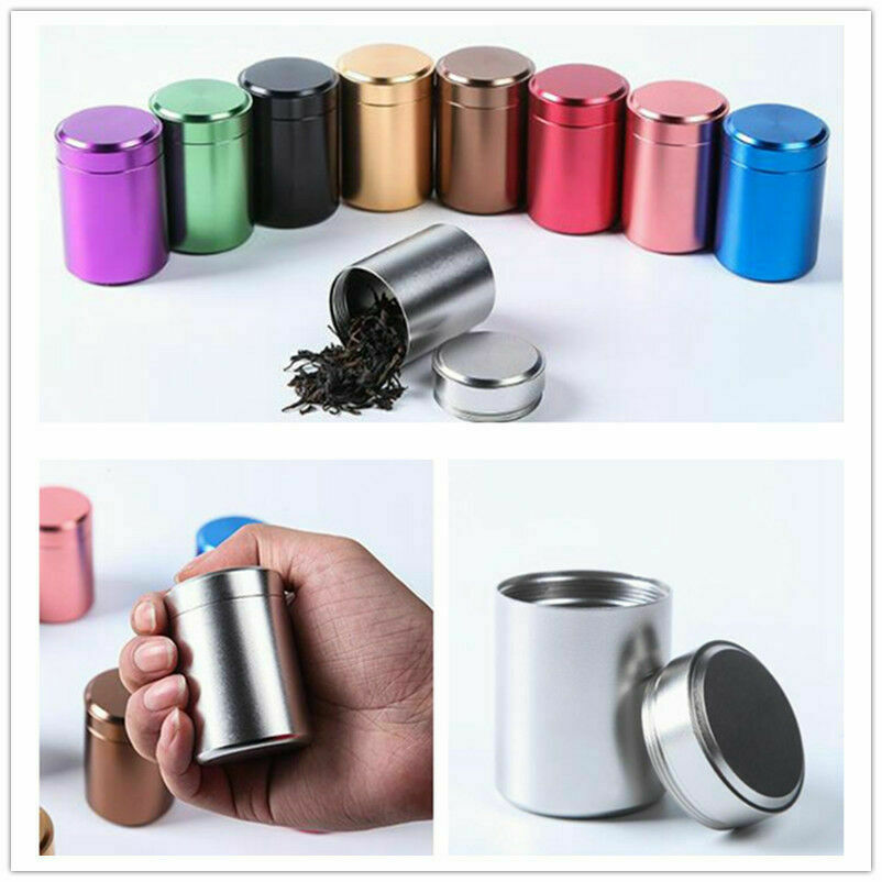 Airtight Smell Proof Container Aluminum Colorful Herb Stash Tea Jar Sealed Can Pretty Hot Ceramic Smoking Pipe Herb Grinder