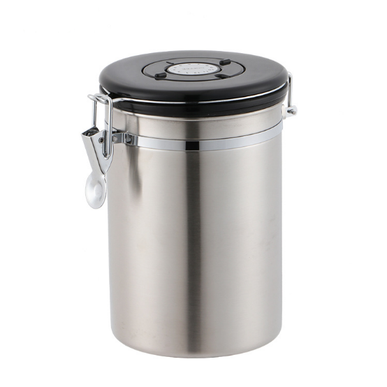 Airtight Stainless Steel Coffee Storage Vacuum Kitchen Food Storage Canisters with Spoon