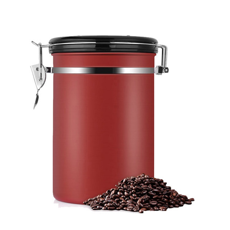 Airtight Stainless Steel Coffee Storage Vacuum Kitchen Food Storage Canisters with Spoon