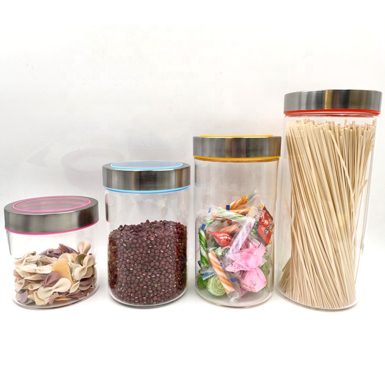 Airtight Wide Mouth High Borosilicate Glass Storage Jars Canisters Sets with Lid
