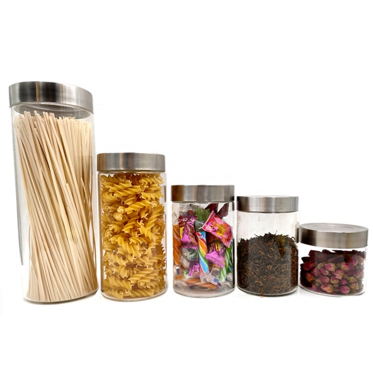 Airtight Wide Mouth High Borosilicate Glass Storage Jars Canisters Sets with Lid