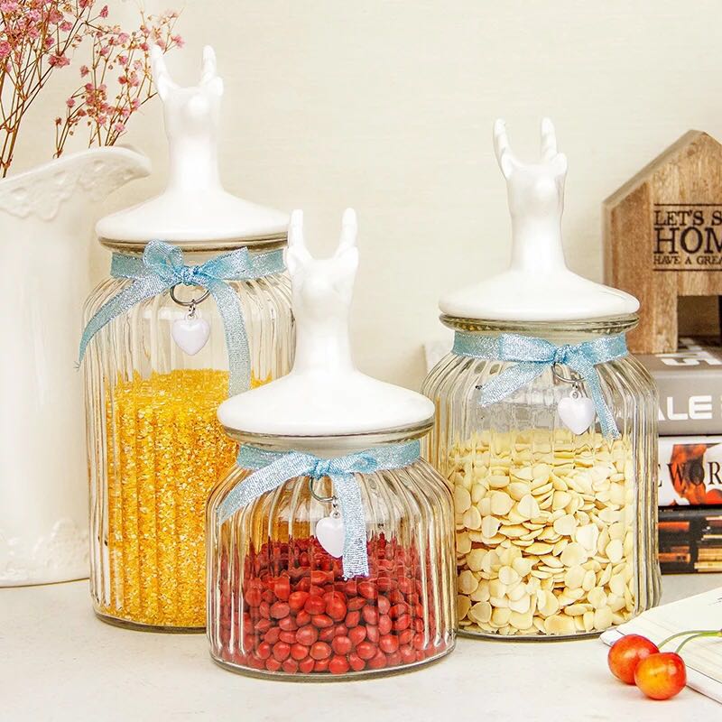 Airtight hot-selling 1000ml round glass jar with ceramic  lids wholesales