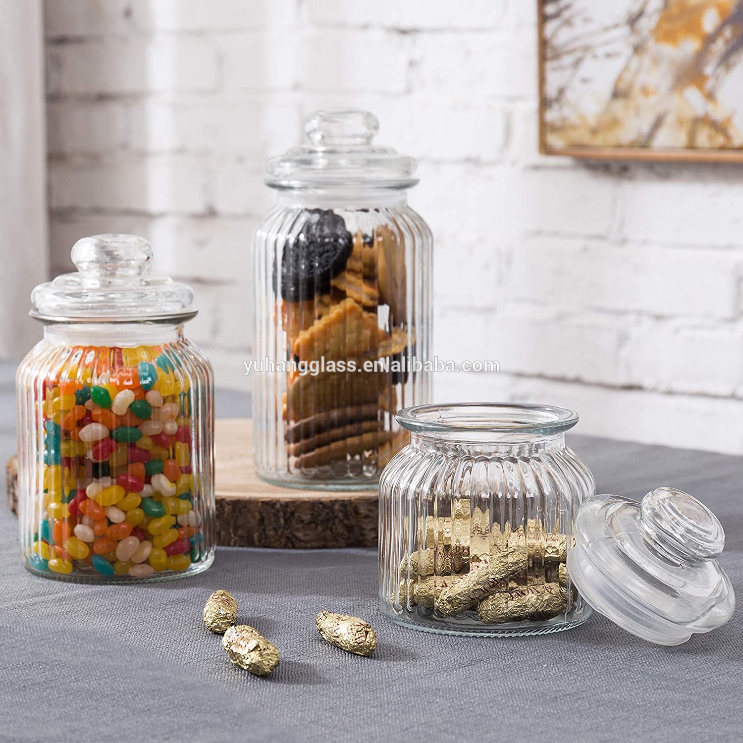 Airtight hot-selling 1000ml round glass jar with ceramic lids wholesales