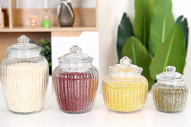 Airtight hot-selling 1000ml round glass jar with ceramic lids wholesales