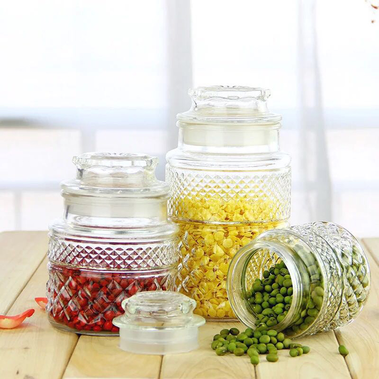 Airtight hot-selling 1000ml round glass jar with ceramic lids wholesales